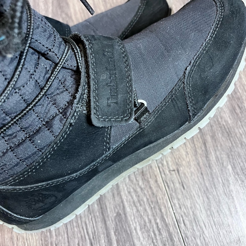 *🎉 HP 🎉Timberland | Black Leather Lace Up Fur Trim Mid-Calf Winter Boots S 7 - Picture 13 of 14